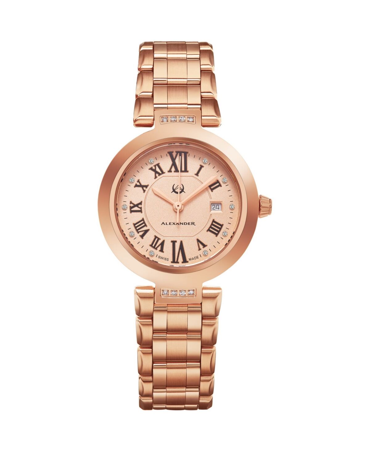 Stuhrling Alexander Watch AD203B-05, Ladies Quartz Date Watch with Rose Gold Tone Stainless Steel Case on Rose Gold Tone Stainless Steel Bracelet - Rose Gold