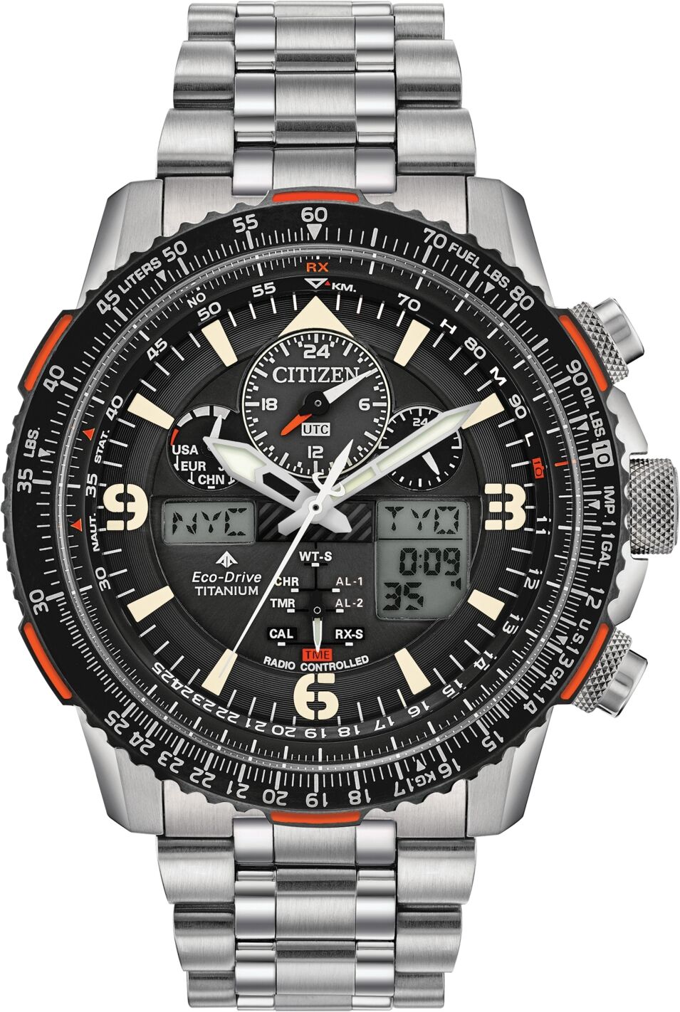 Citizen Eco-Drive Men's Analog-Digital Promaster Skyhawk A-t Titanium Bracelet Watch 45mm - Stainless Steel