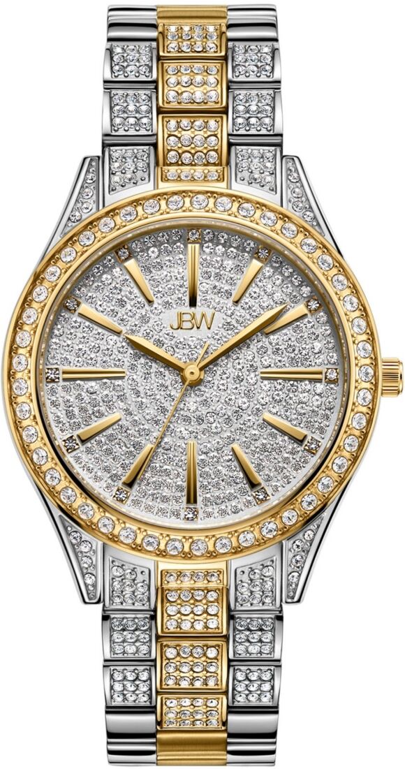 Jbw Women's Cristal Diamond (1/8 ct. t.w.) Watch in 18k Gold-plated Two Tone Stainless-steel Watch 38mm - Silver