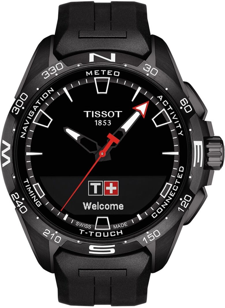 Tissot Men's Swiss T-Touch Connect Solar Black Rubber Strap Smart Watch 48mm - Black