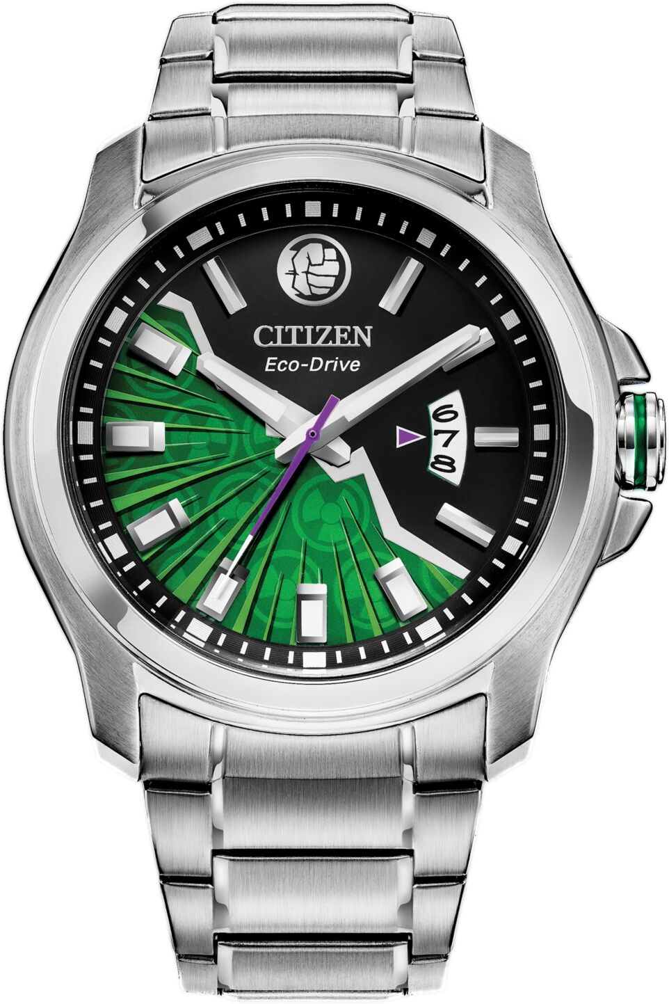 Citizen Marvel by Citizen Hulk Silver-Tone Stainless Steel Bracelet Watch 43mm - Silver-tone