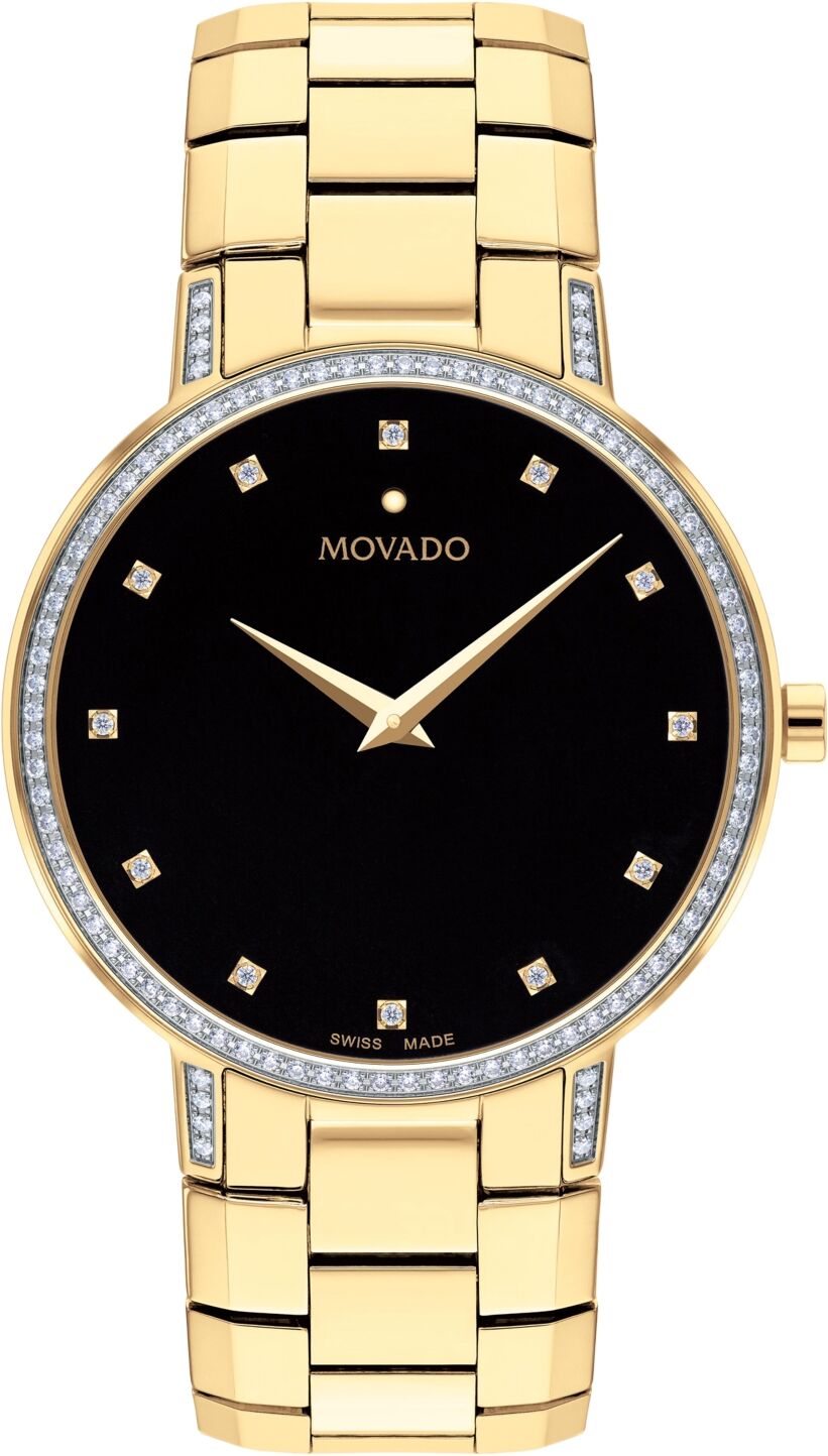 Movado Faceto Men's Swiss Diamond (3/8 ct. t.w.) Gold-Tone Pvd Bracelet Watch 39mm - Gold