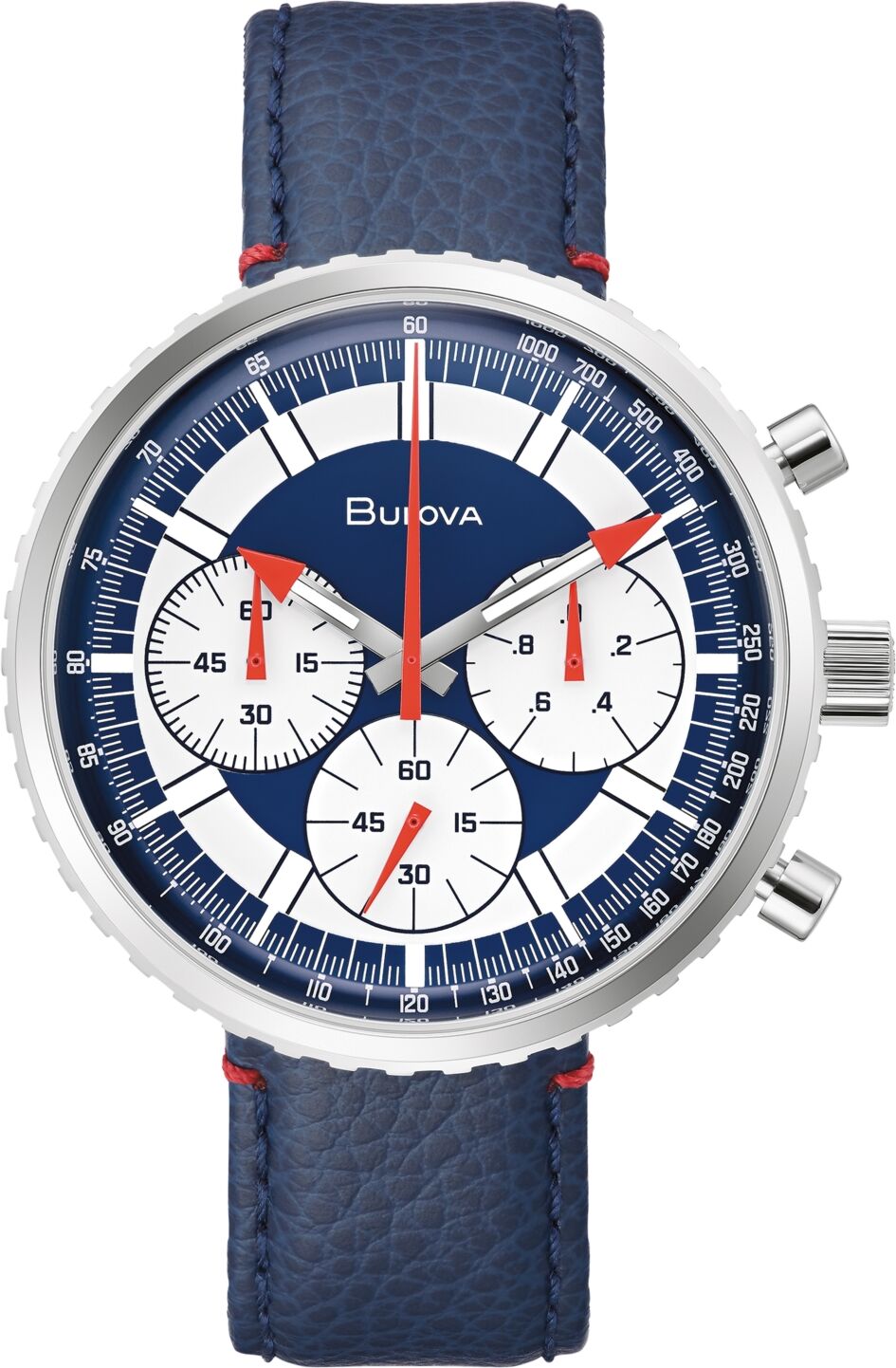 Bulova Men's Archive Series Chronograph C Blue Leather Strap Watch 46mm - Blue