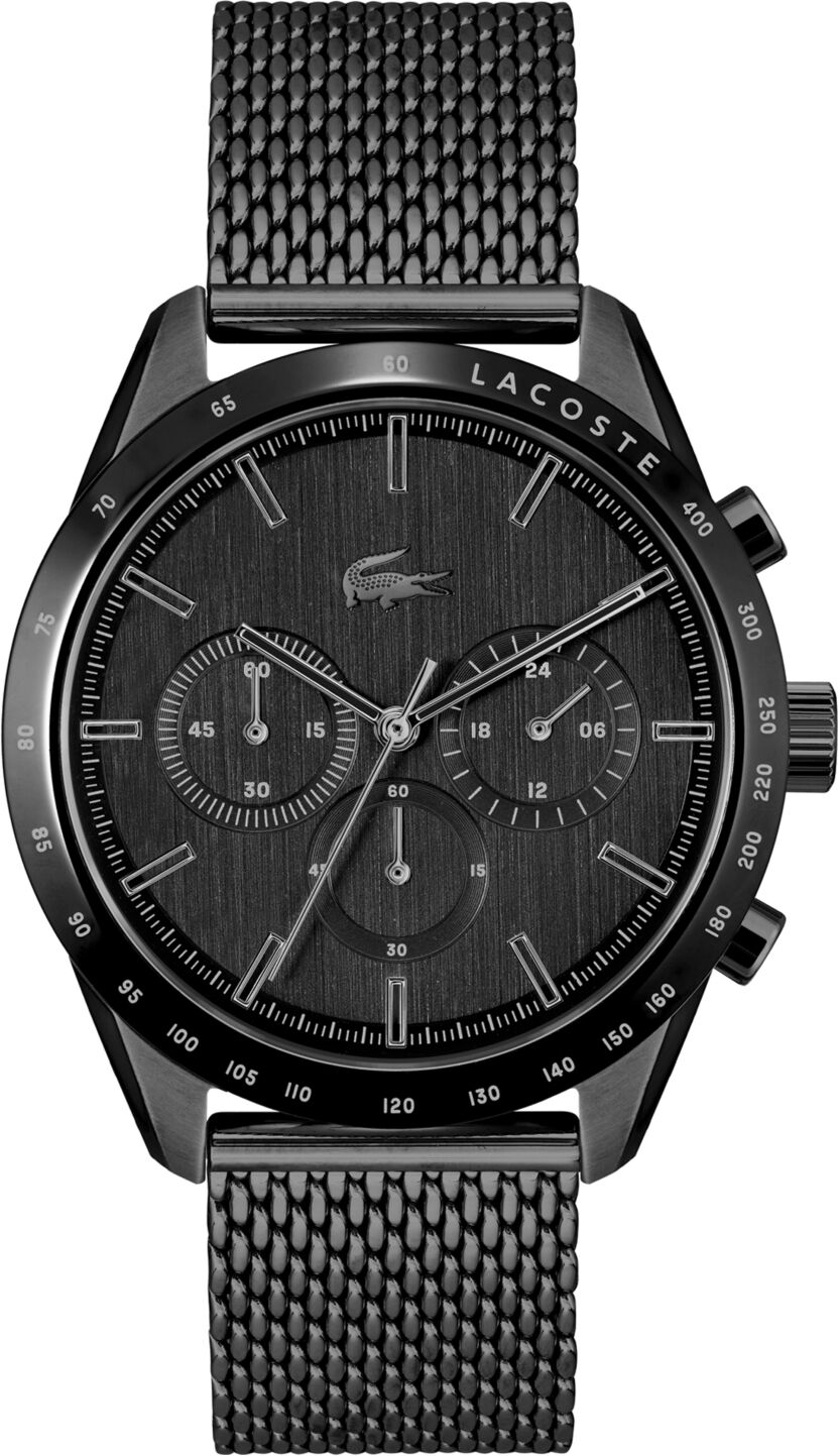 Lacoste Men's Chronograph Boston Black-Tone Stainless Steel Mesh Bracelet Watch 42mm - Black