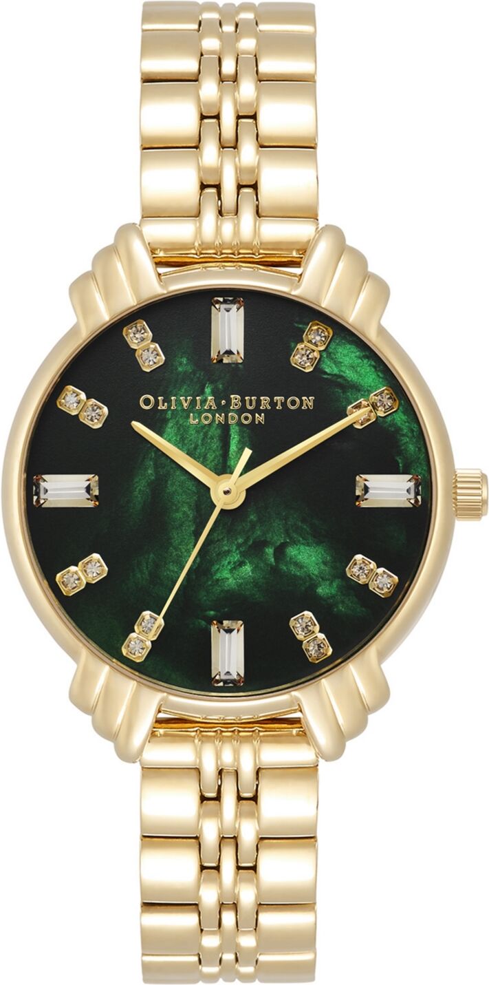 Olivia Burton Women's Art Deco Gold-Tone Bracelet Watch 30mm - Green