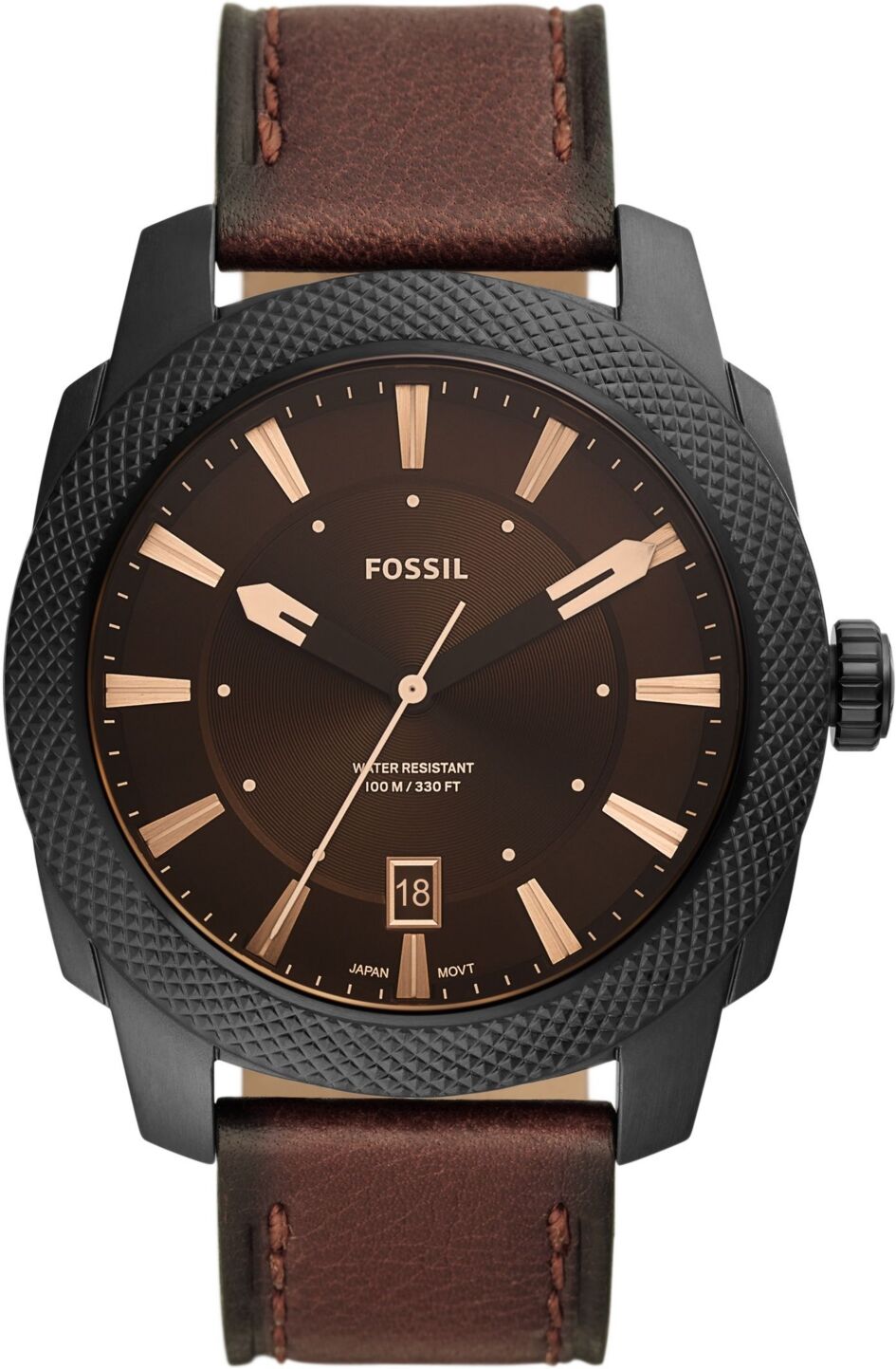 Fossil Men's Machine Quartz Brown Leather Strap Watch, 49mm - Brown