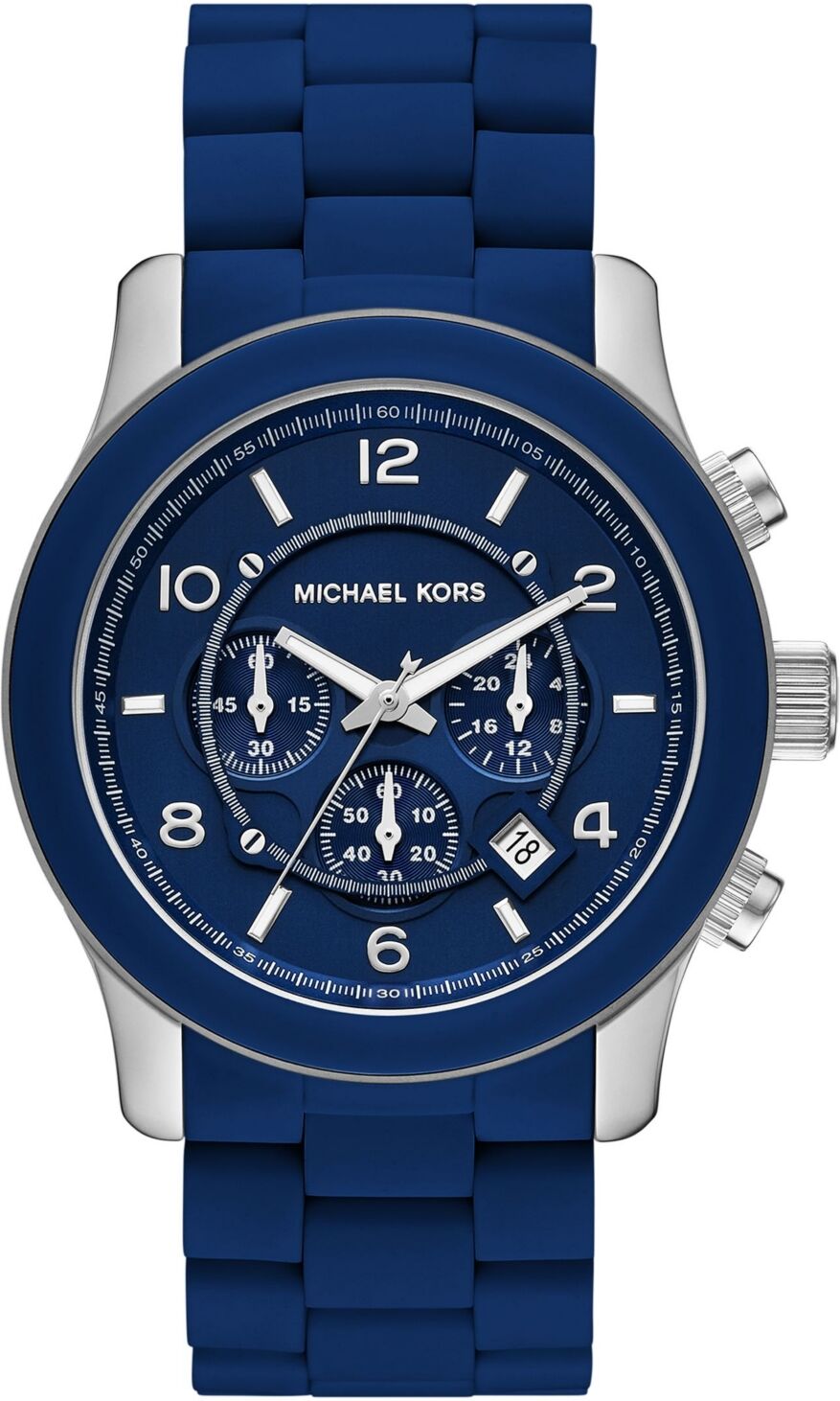 Michael Kors Unisex Runway Chronograph Navy Silicone-Wrapped Stainless Steel Watch 45mm - Navy