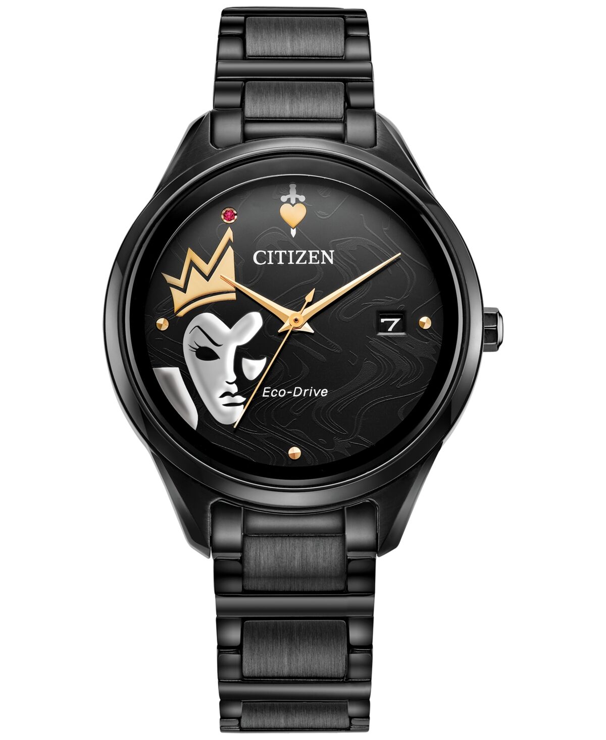 Citizen Eco-Drive Women's Disney Evil Queen Black-Tone Stainless Steel Bracelet Watch 37mm Gift Set - Black