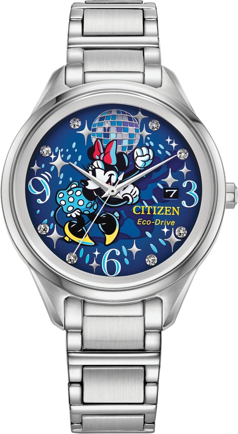 Citizen Eco-Drive Women's Disney Disco Minnie Mouse Stainless Steel Bracelet Watch 37mm - Silver-tone