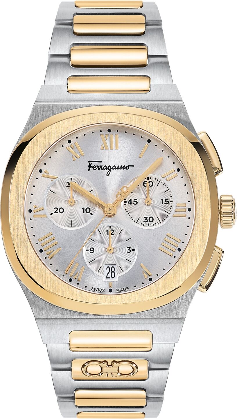 Salvatore Ferragamo Men's Swiss Chronograph Elliptical Two-Tone Stainless Steel Bracelet Watch 38mm - Two Tone