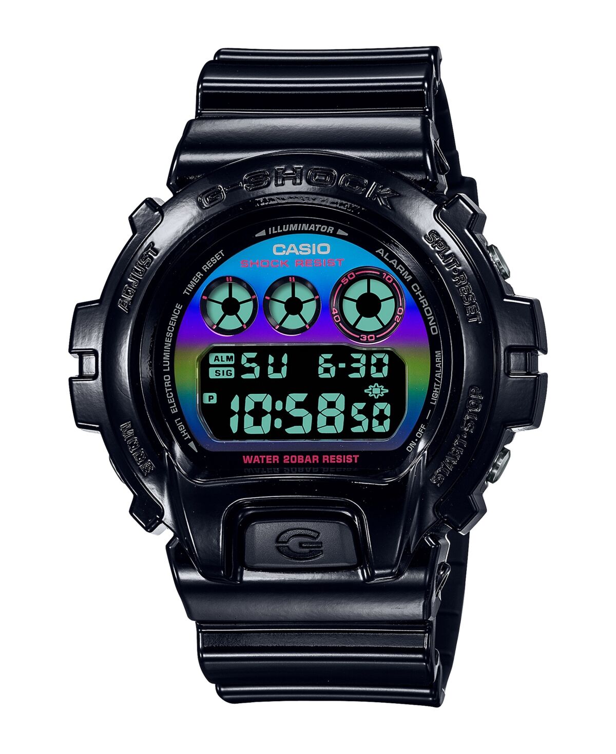 G-Shock Men's Digital Black Resin Watch, 50mm, DW6900RGB-1 - Black