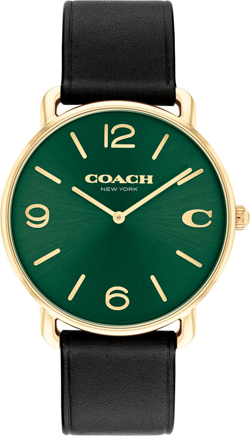 Coach Unisex Elliot Black Leather Strap Watch, 40mm - Black