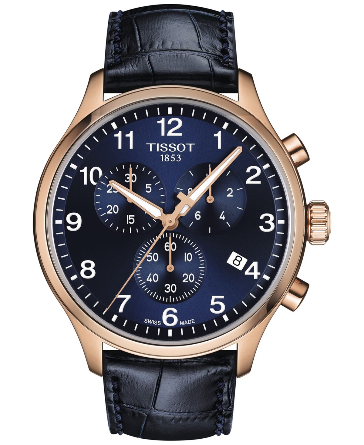 Tissot Men's Swiss Chronograph Xl Classic Blue Leather Strap Watch 45mm - Blue
