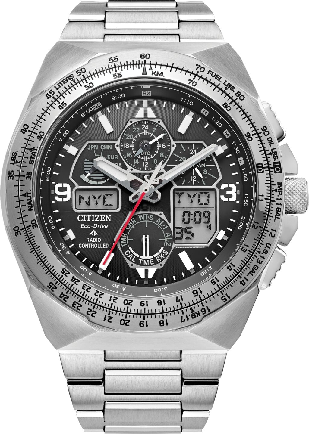 Citizen Eco-Drive Men's Chronograph Promaster Skyhawk Stainless Steel Bracelet Watch 46mm - Silver-tone