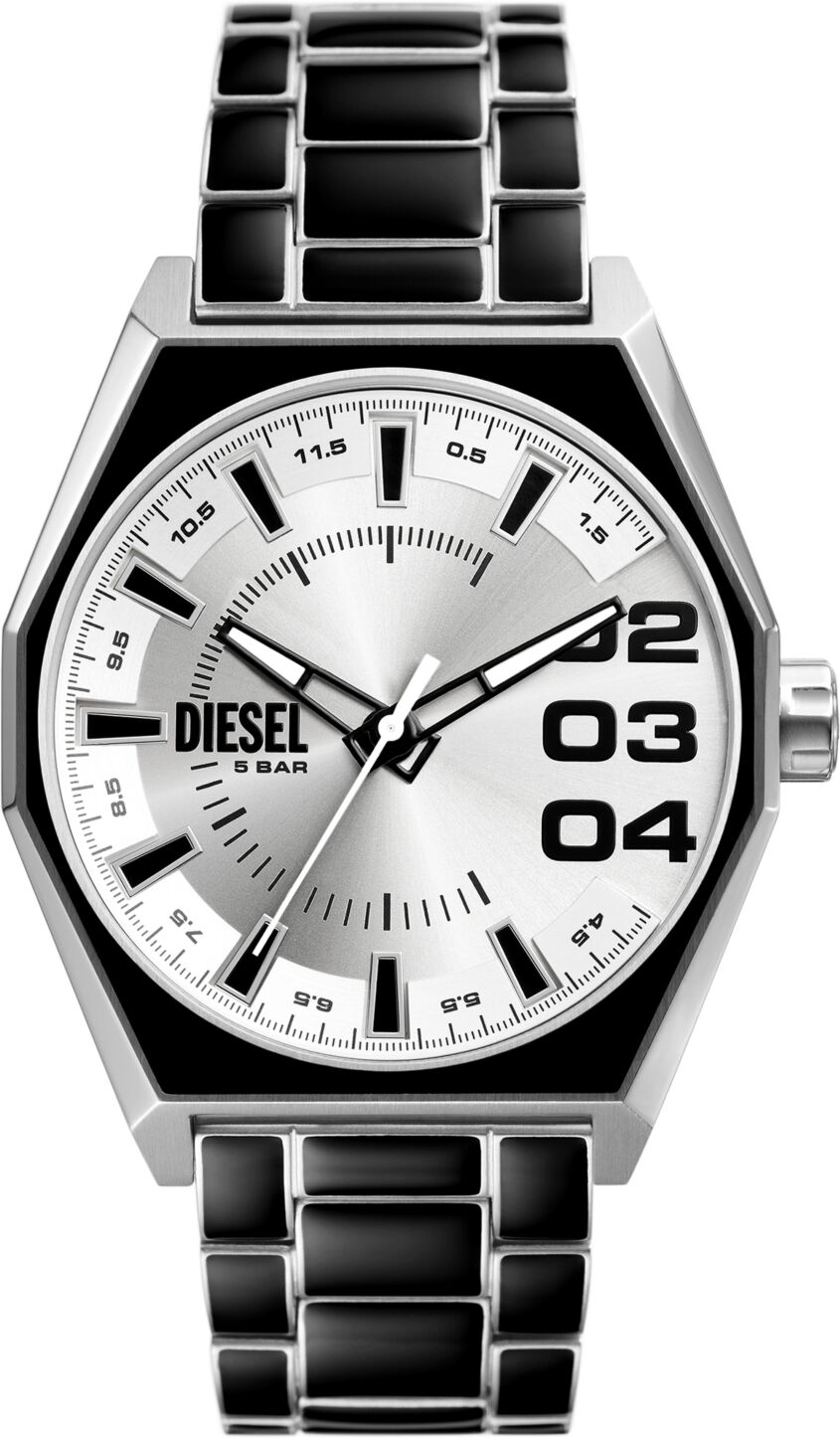 Diesel Men's Scraper Three Hand Black Stainless Steel Watch 43mm - Black