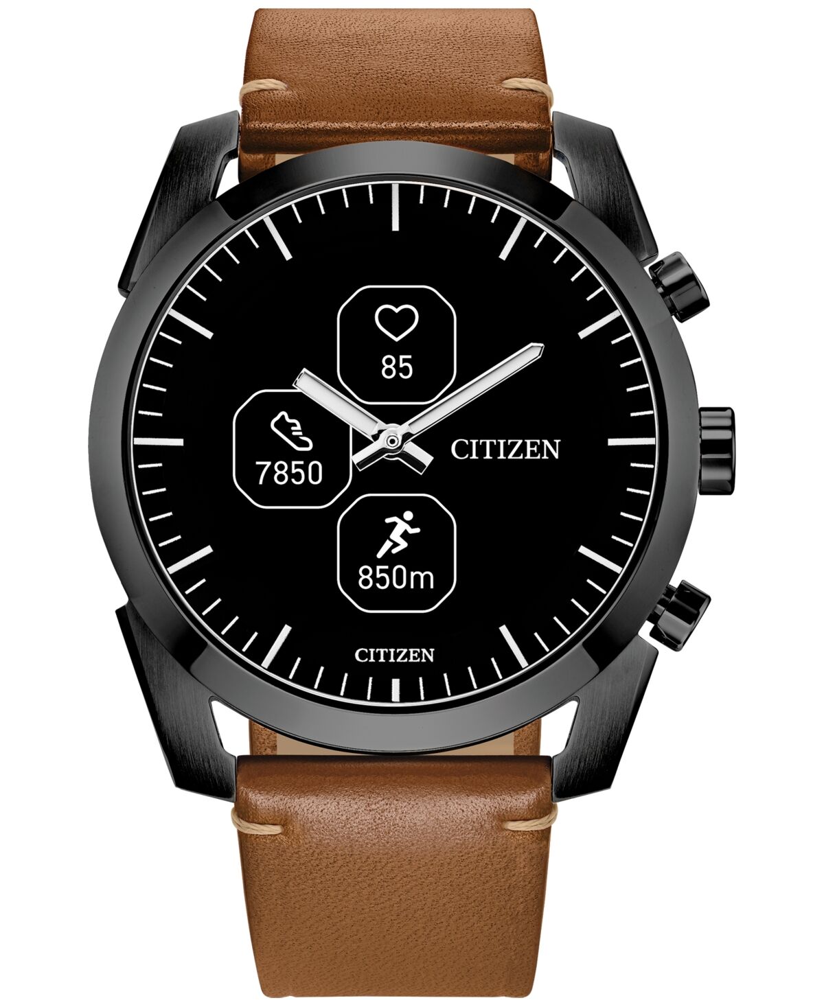 Citizen Men's Cz Smart Hybrid Sport Brown Leather Strap Smart Watch 43mm - Brown