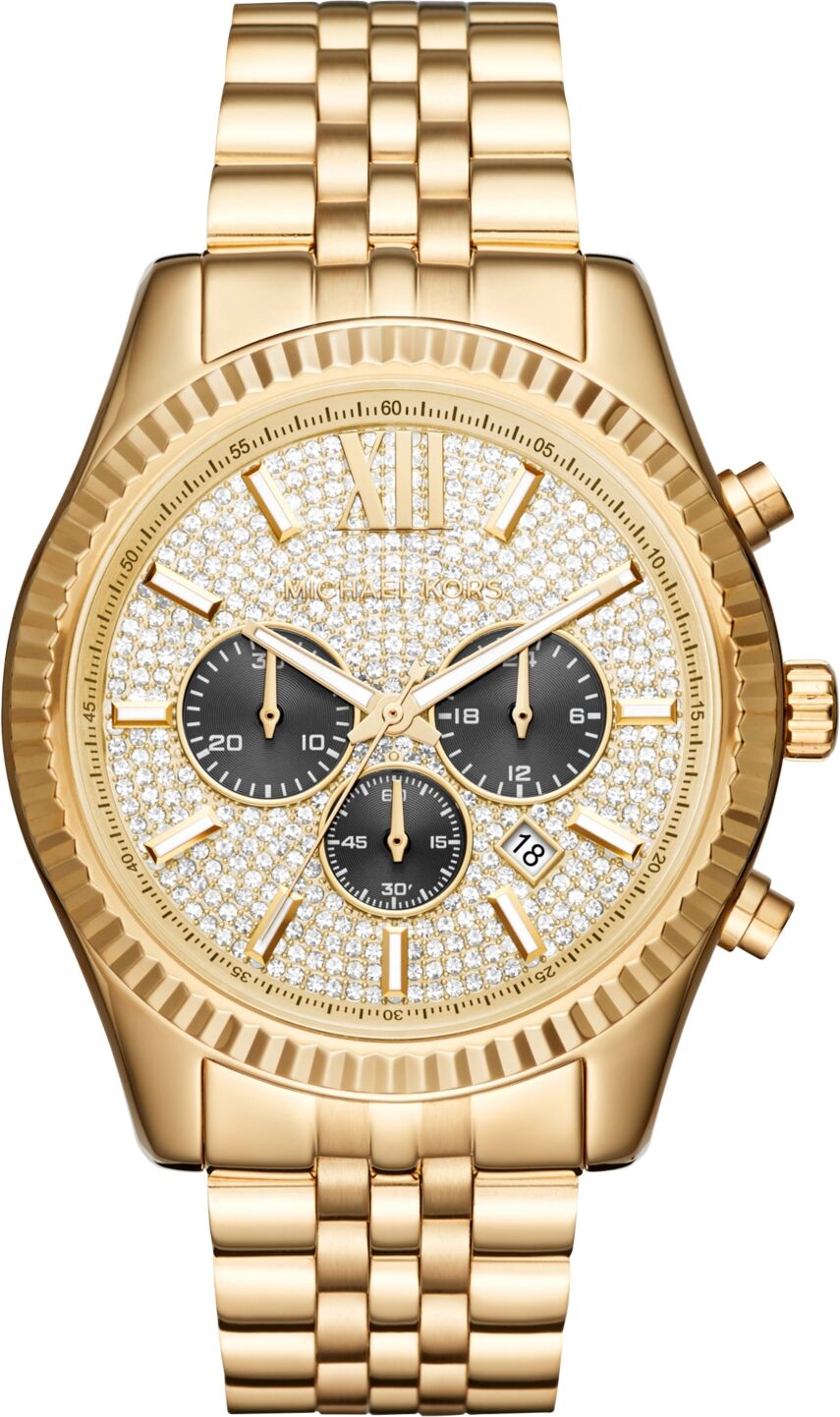 Michael Kors Men's Chronograph Lexington Gold-Tone Stainless Steel Bracelet Watch 44mm MK8494 - Gold/Pave