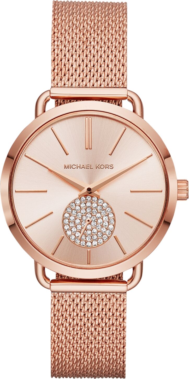 Michael Kors Women's Portia Rose Gold-Tone Stainless Steel Mesh Bracelet Watch 37mm - Rose Gold