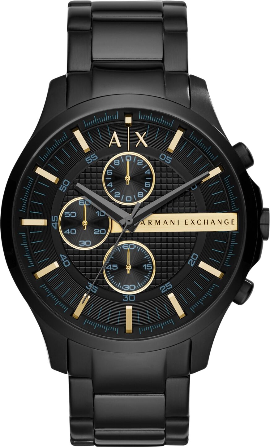 A|x Armani Exchange A X Armani Exchange Men's Chronograph Hampton Black Stainless Steel Bracelet Watch 46mm