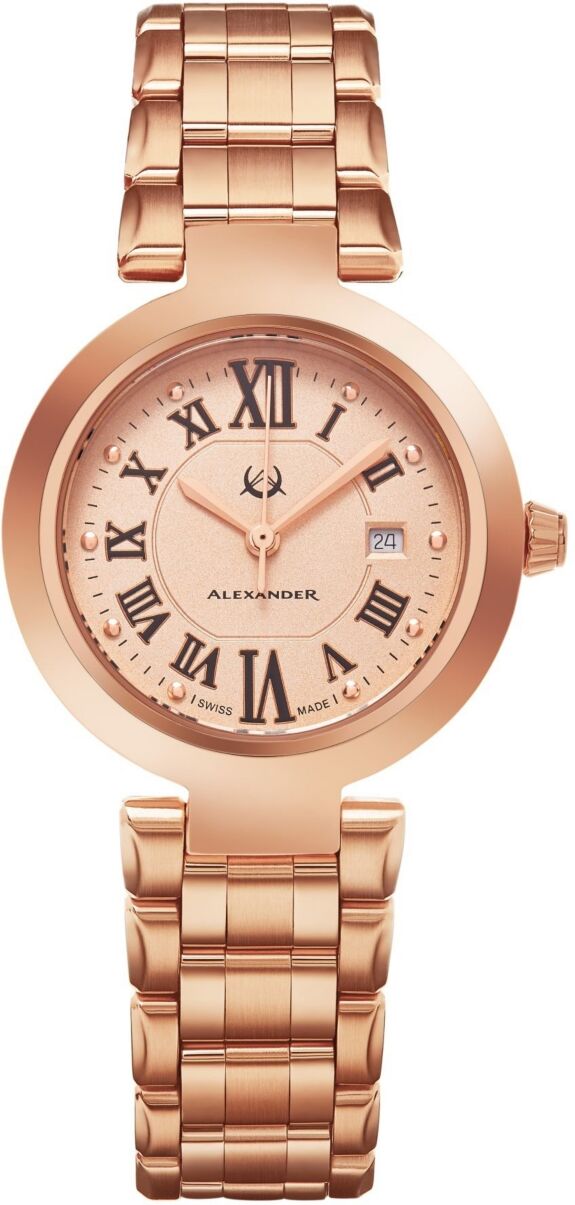 Stuhrling Alexander Watch A203B-05, Ladies Quartz Date Watch with Rose Gold Tone Stainless Steel Case on Rose Gold Tone Stainless Steel Bracelet - Rose Gold