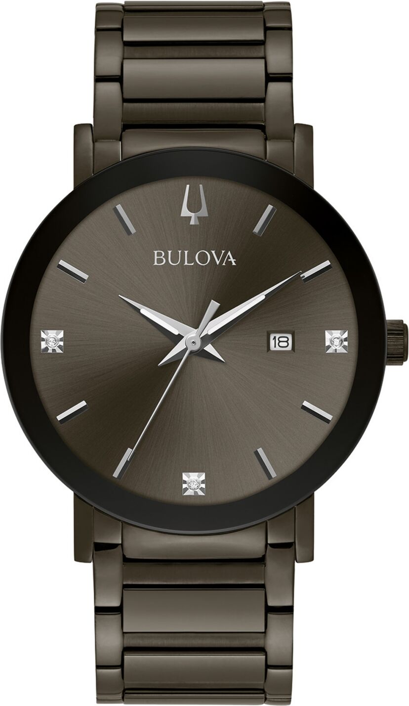 Bulova Men's Millennia Diamond-Accent Gray Stainless Steel Bracelet Watch 42mm - Gray