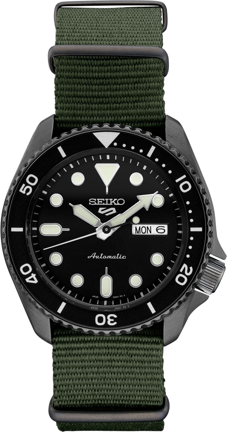 Seiko Men's Automatic 5 Sports Green Nylon Strap Watch 42.5mm - Green