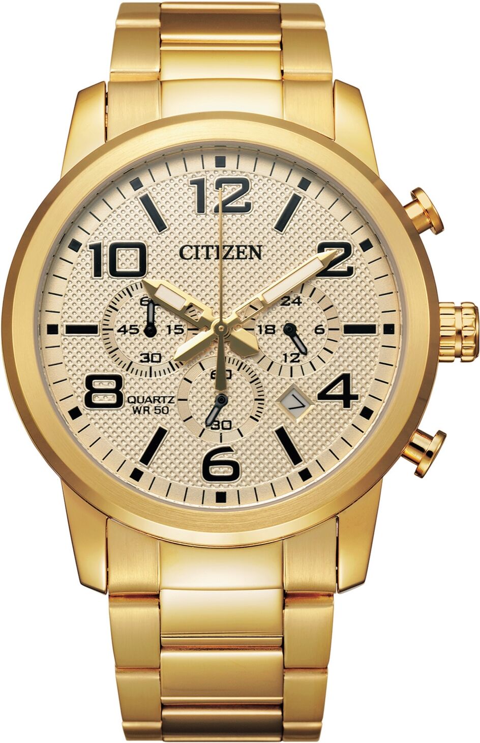 Citizen Men's Chronograph Quartz Gold-Tone Stainless Steel Bracelet Watch 42mm - Gold