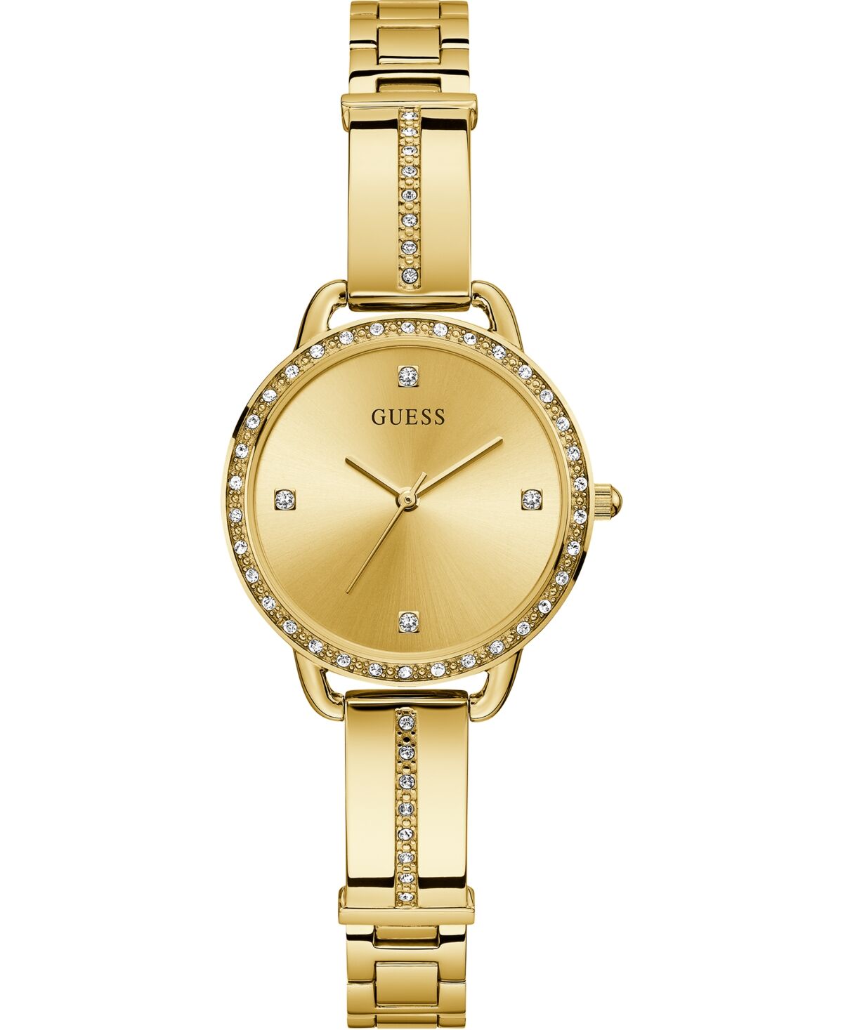 Guess Women's Gold-Tone Stainless Steel Semi-Bangle Bracelet Watch 30mm - Gold