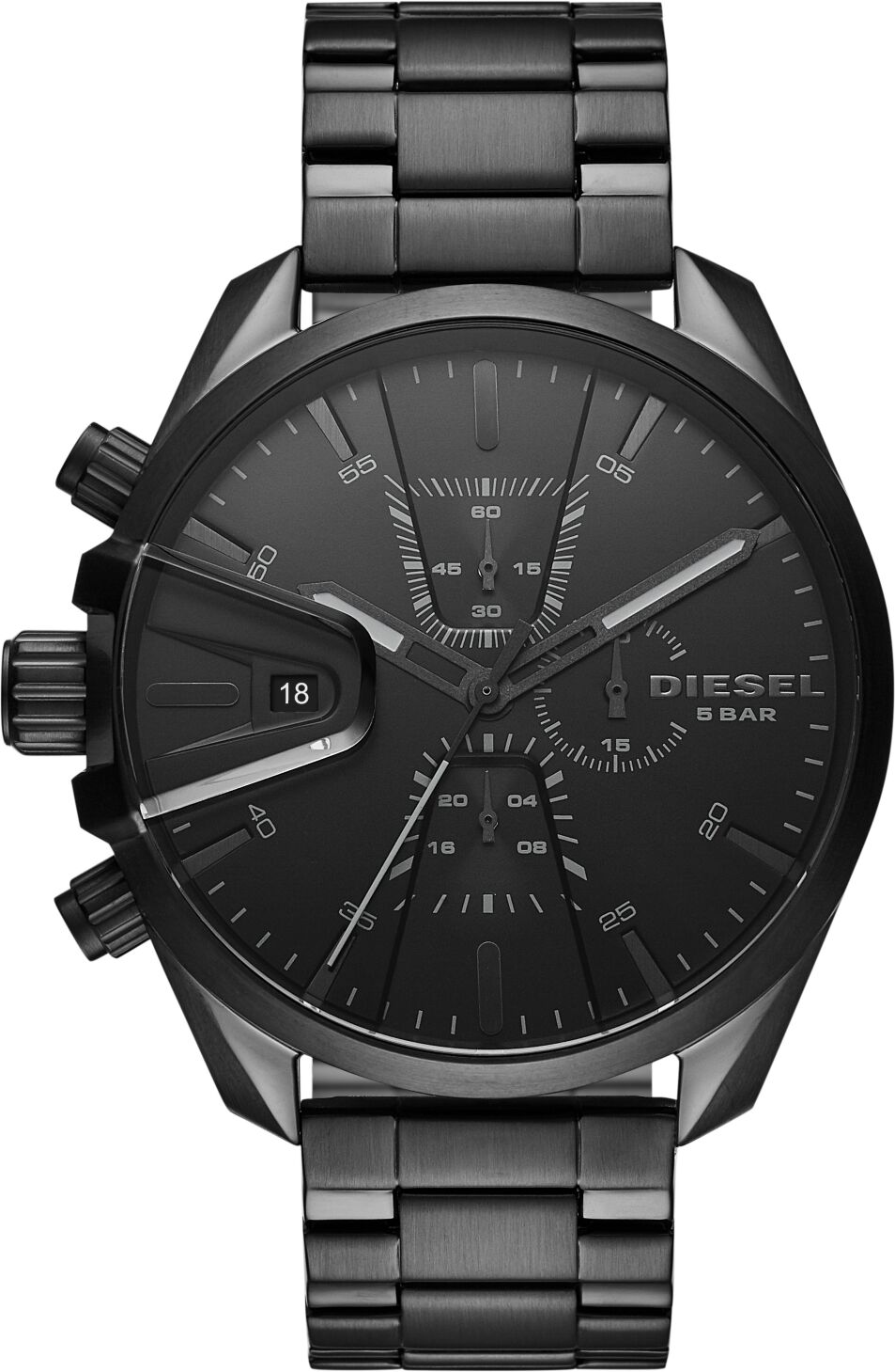 Diesel Men's Chronograph MS9 Black Stainless Steel Bracelet Watch 48mm - Black