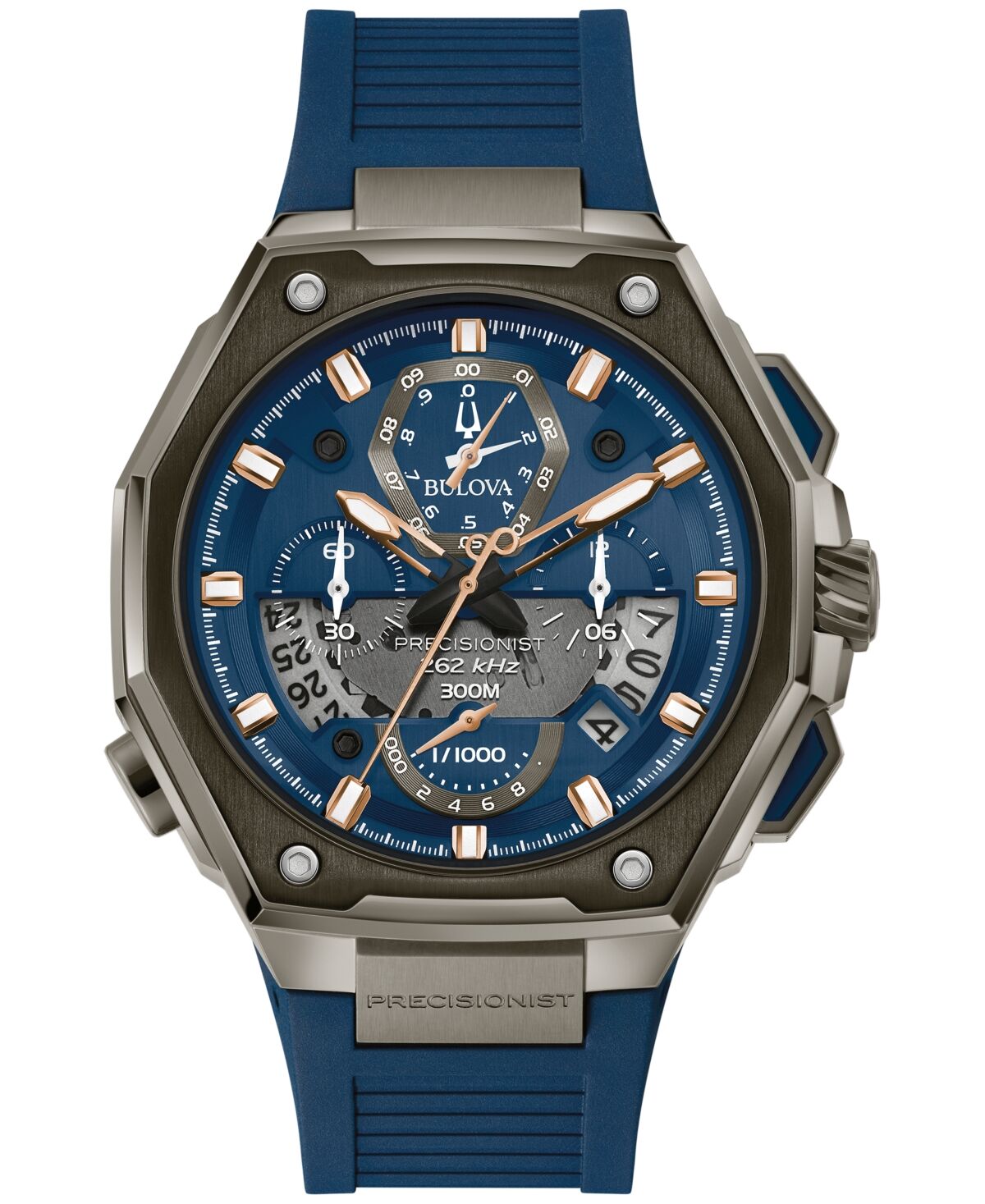 Bulova Men's Chronograph Precisionist X Blue Epdm Rubber Strap Watch 44.5mm - Blue