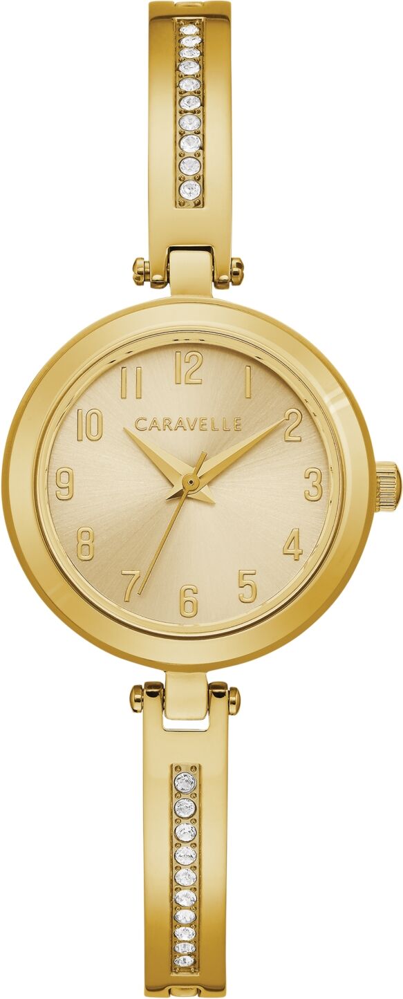 Caravelle Women's Gold-Tone Stainless Steel Bangle Bracelet Watch 26mm Gift Set - Gold