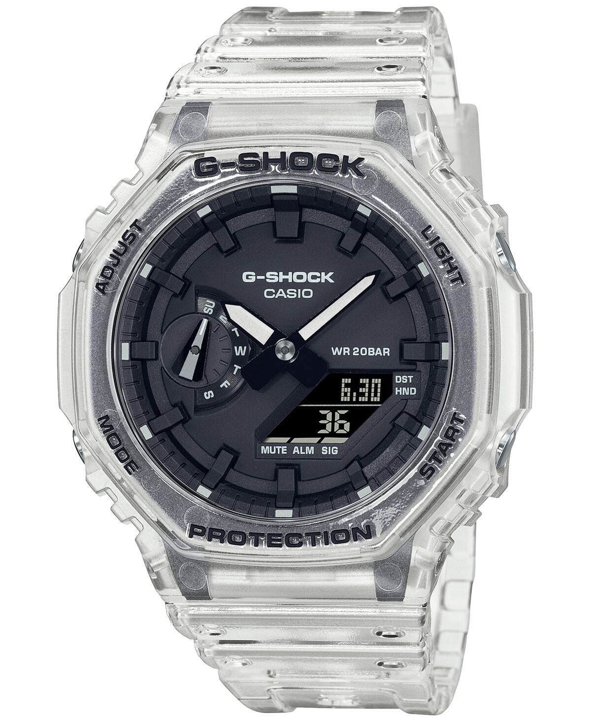 G-Shock Men's Analog-Digital Clear Resin Strap Watch 45.4mm GA2100SKE-7A - White