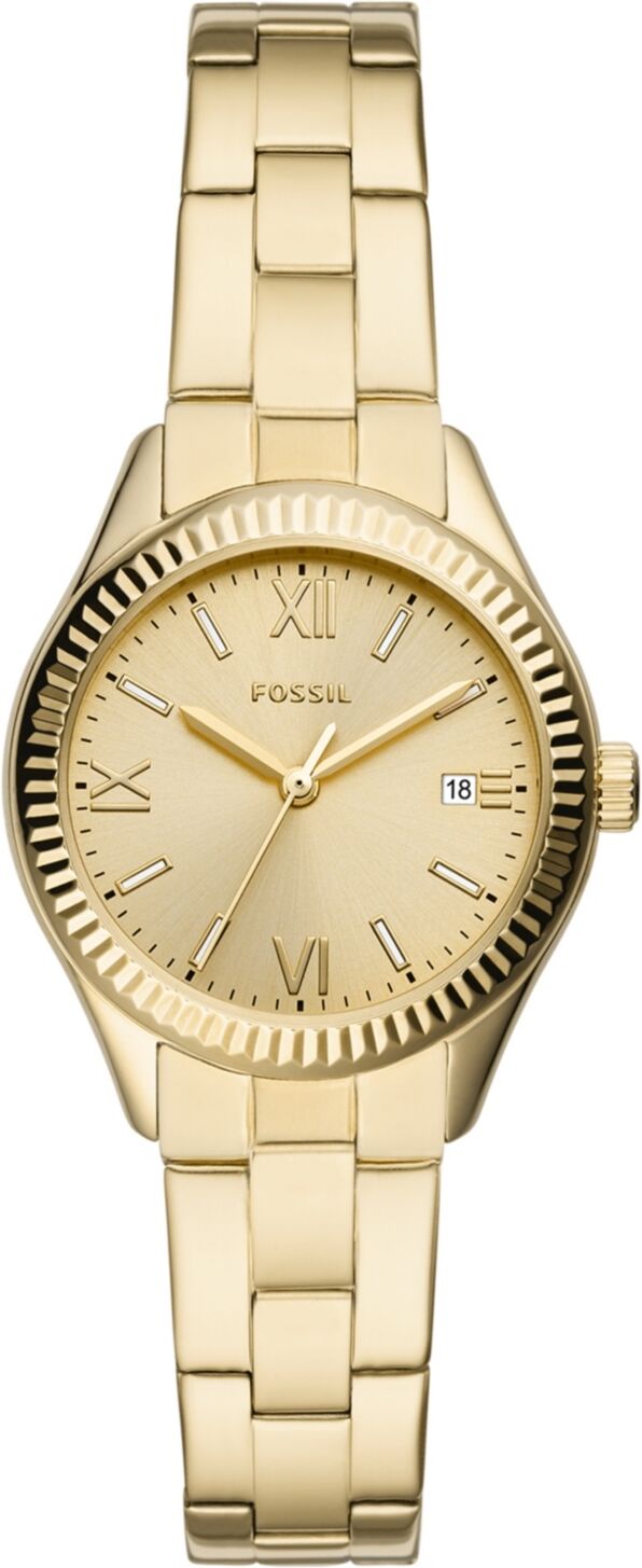 Fossil Ladies Rye three hand, gold tone stainless steel watch 30mm - Gold