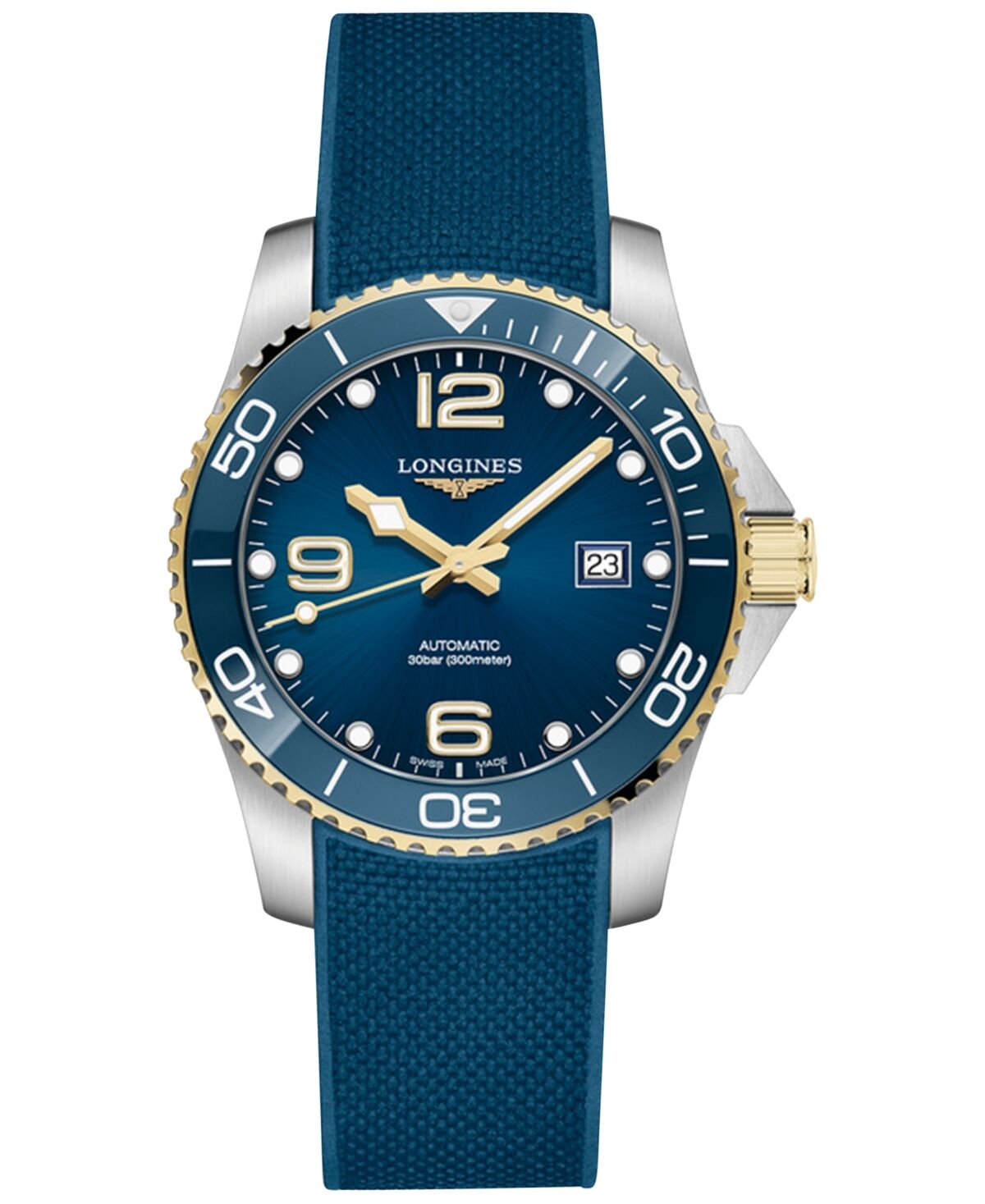 Longines Men's Swiss Automatic HydroConquest Blue Rubber Strap Watch 41mm - Blue