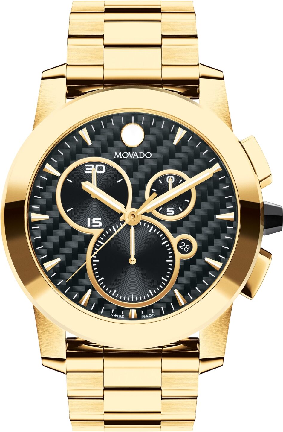 Movado Vizio Men's Swiss Chronograph Gold-Tone Pvd Bracelet Watch 45mm - Gold