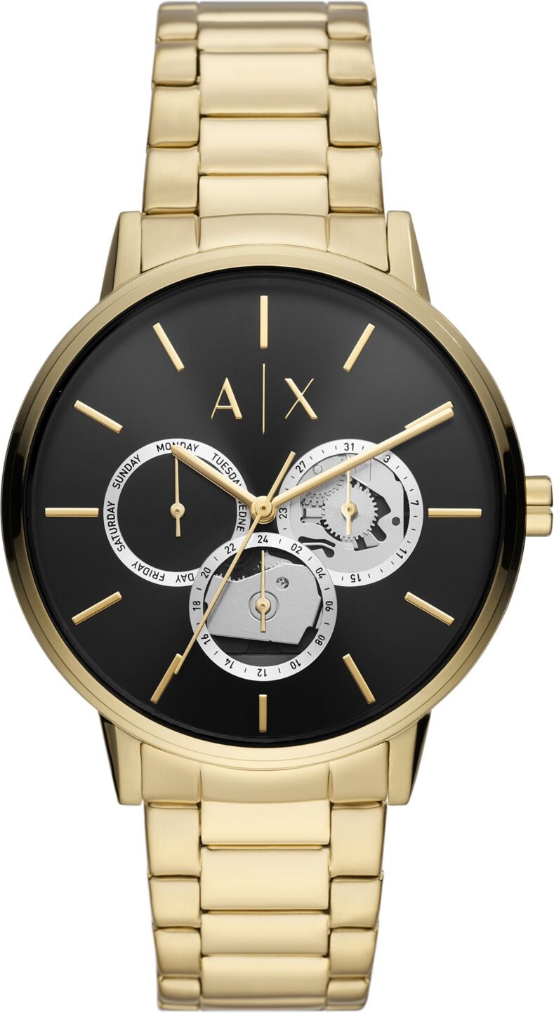 A|x Armani Exchange A X Armani Exchange Men's Multifunction Gold-Tone Stainless Steel Bracelet Watch, 42mm - Gold-tone