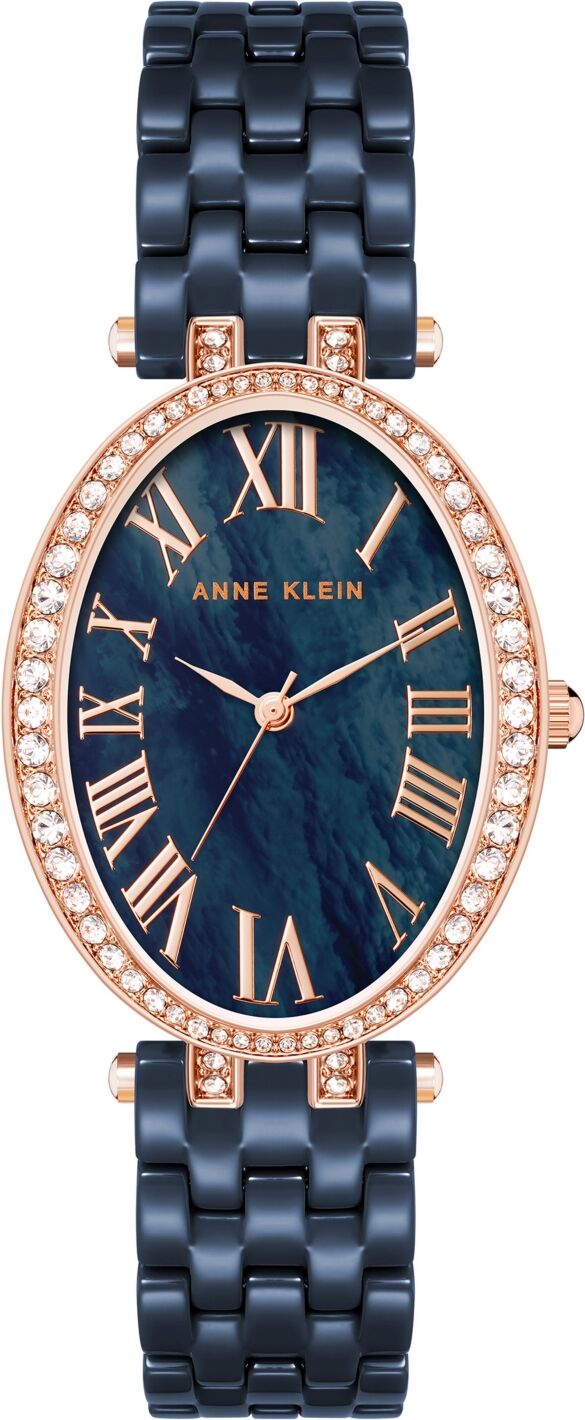 Anne Klein Women's Three-Hand Quartz Navy Ceramic Bracelet Watch, 27mm - Rose Gold-Tone, Navy