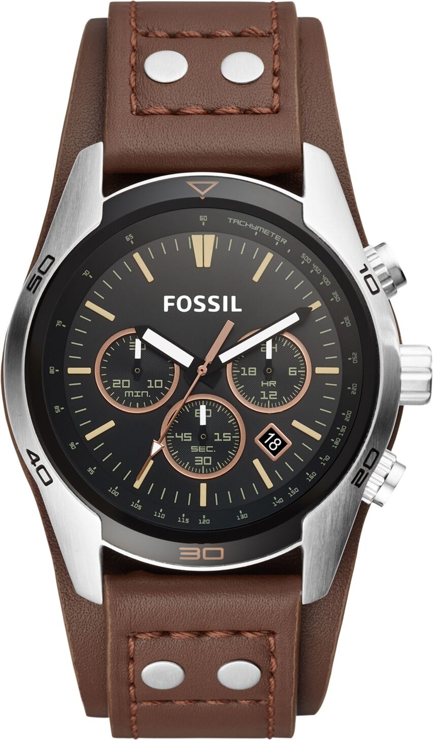 Fossil Men's Coachman Brown Leather Watch 45mm - Silver Tone