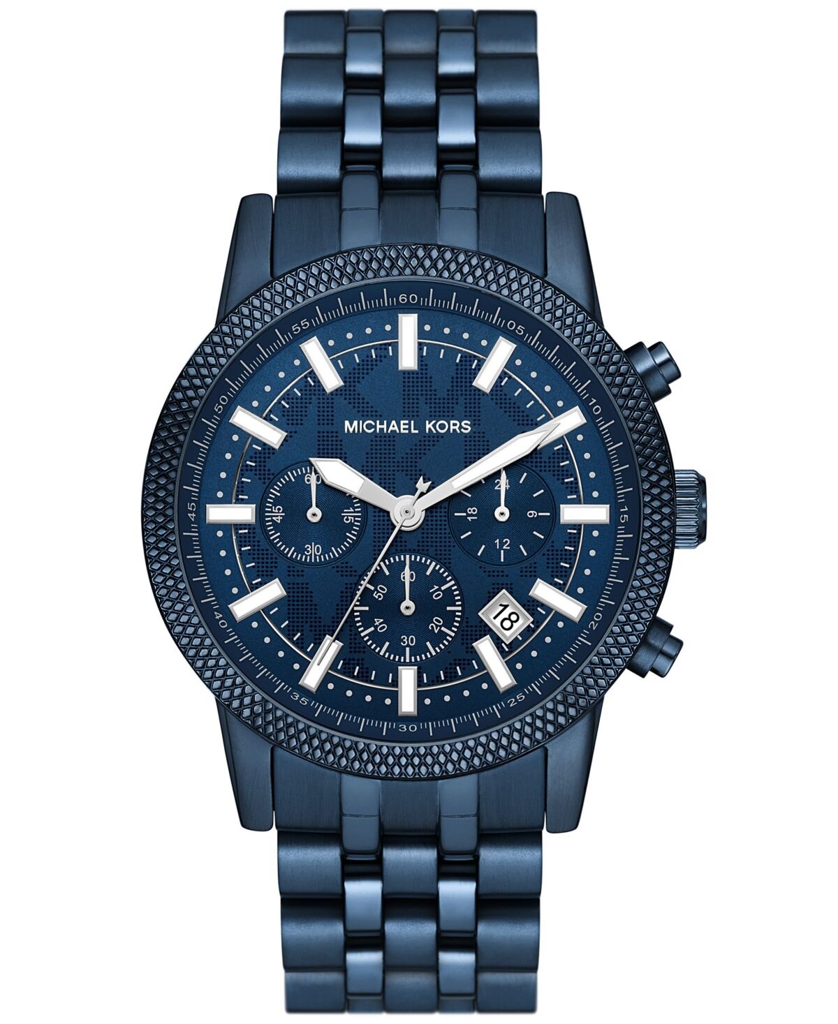 Michael Kors Men's Hutton Chronograph Navy Stainless Steel Bracelet Watch, 43mm - Navy
