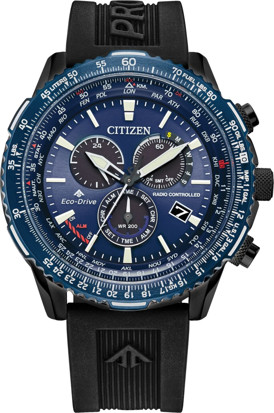 Citizen Eco-Drive Men's Chronograph Promaster Sky Black Strap Watch 46mm - Black