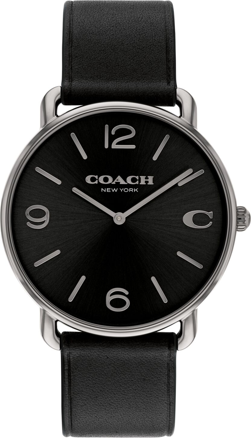 Coach Unisex Elliot Black Leather Strap Watch, 40mm - Black