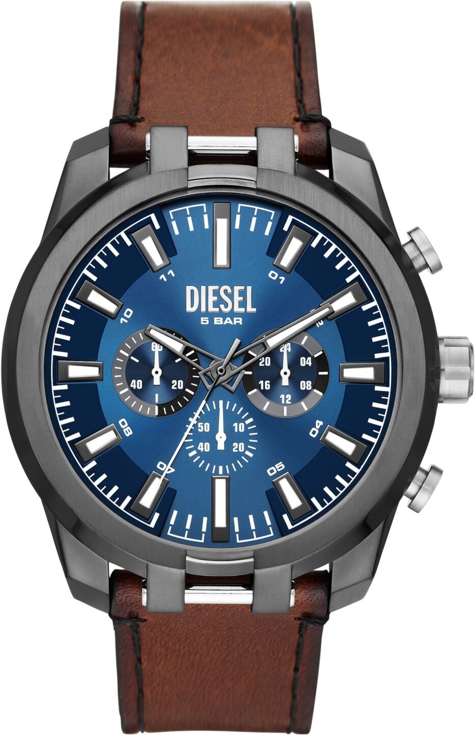 Diesel Men's Split Quartz Chronograph Brown Leather Watch 51mm - Brown