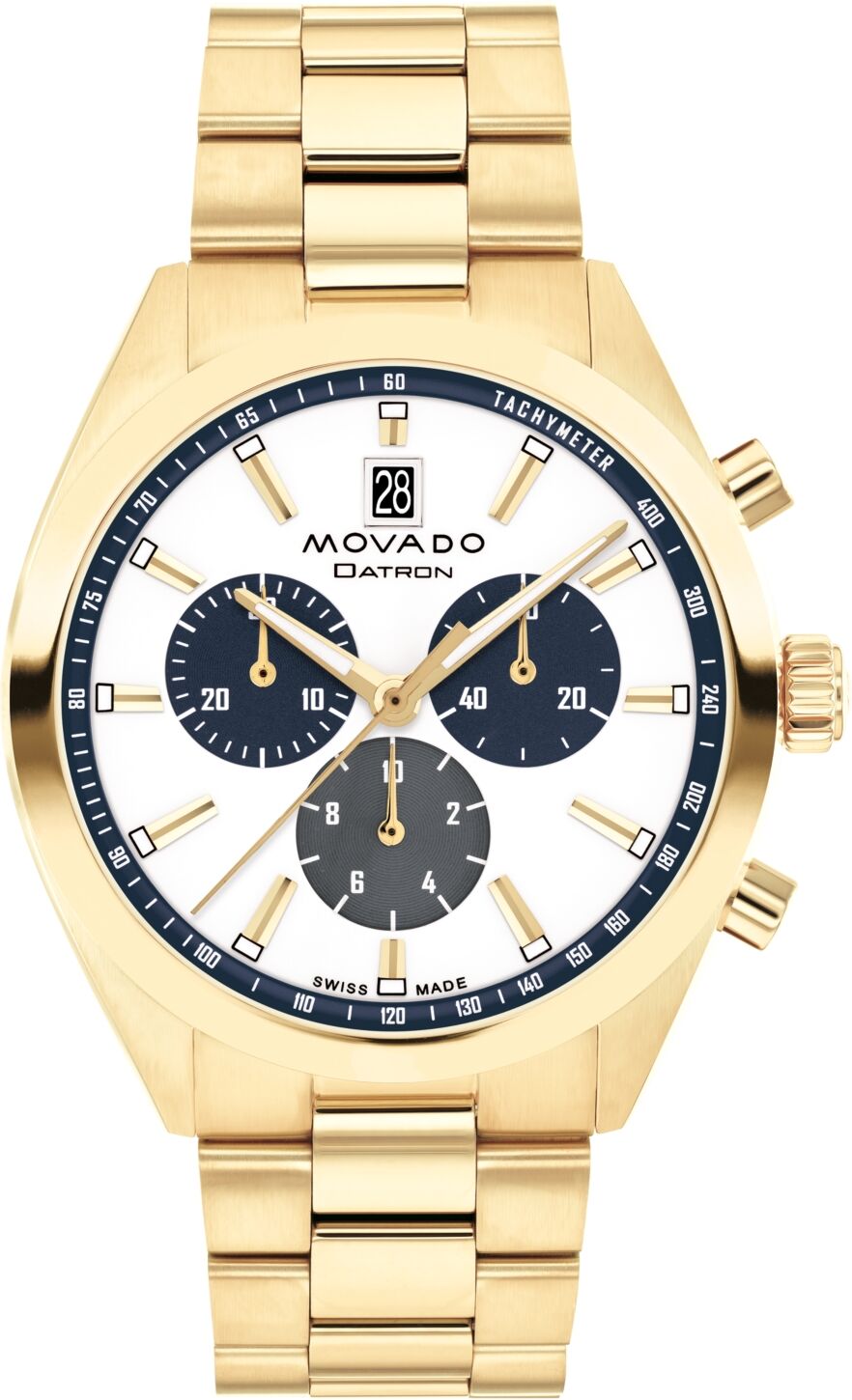 Movado Men's Datron Swiss Quartz Chrono Ionic Plated Gold Steel Watch 40mm - Gold-Tone