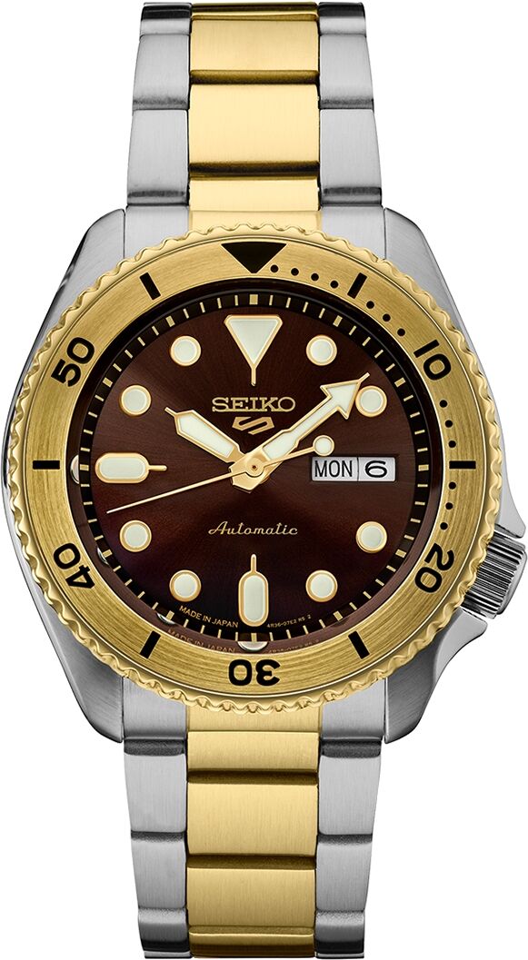 Seiko Men's Automatic 5 Sports Two-Tone Stainless Steel Bracelet Watch 43mm - Brown