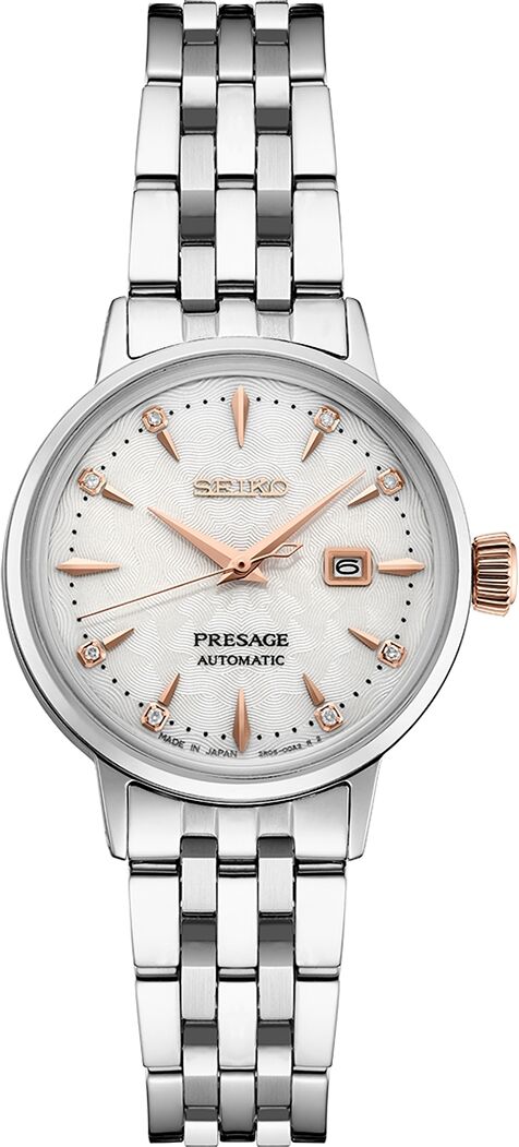 Seiko Women's Automatic Presage Diamond Stainless Steel Bracelet Watch 30mm - White