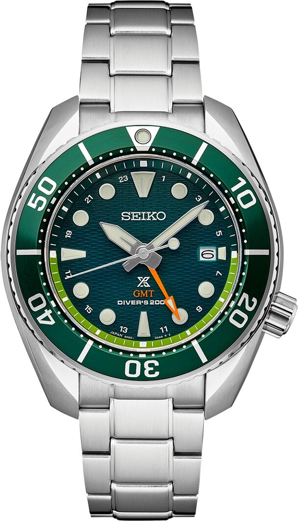 Seiko Men's Prospex Sea Sumo Solar Gmt Stainless Steel Bracelet Watch 45mm - Green