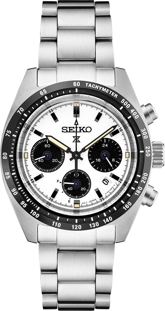 Seiko Men's Chronograph Prospex Speedtimer Solar Stainless Steel Bracelet Watch 39mm - Silver