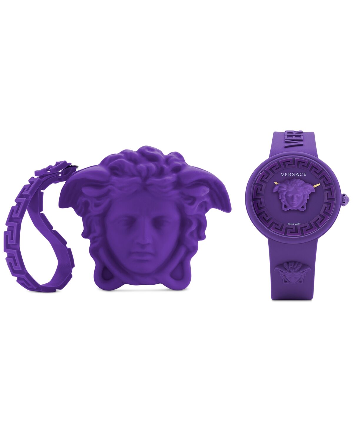Versace Women's Swiss Medusa Pop Purple Silicone Strap Watch 39mm Set - Purple