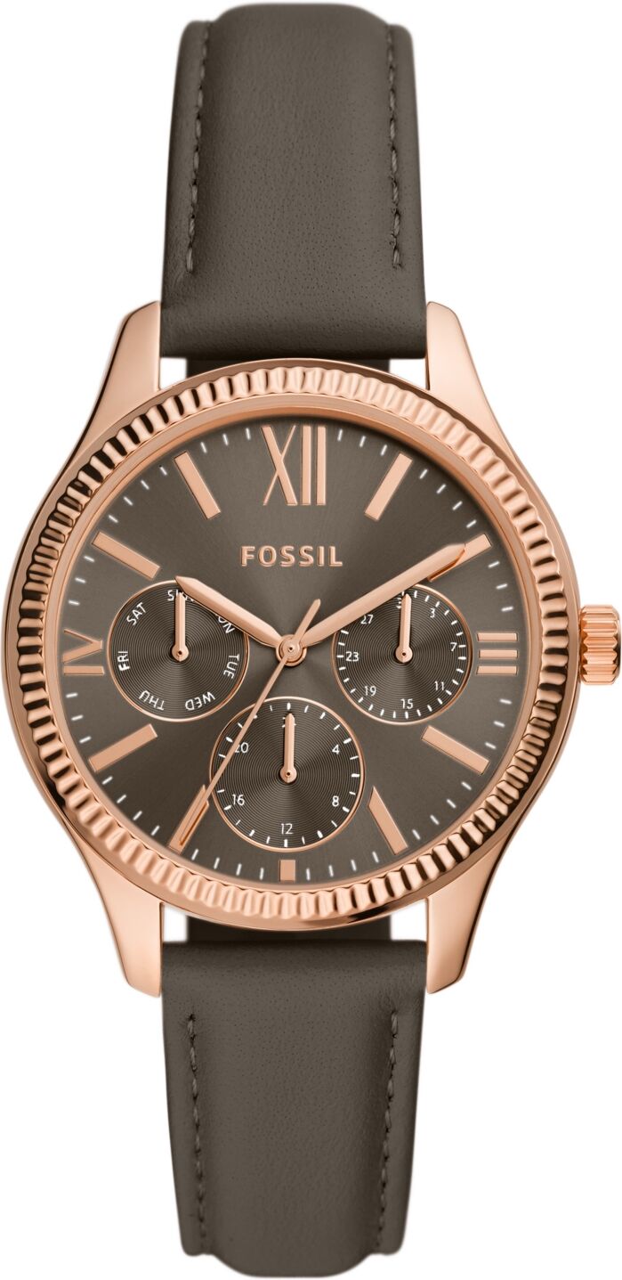 Fossil Women's Rye Multifunction Gray Leather Watch, 36mm - Gray