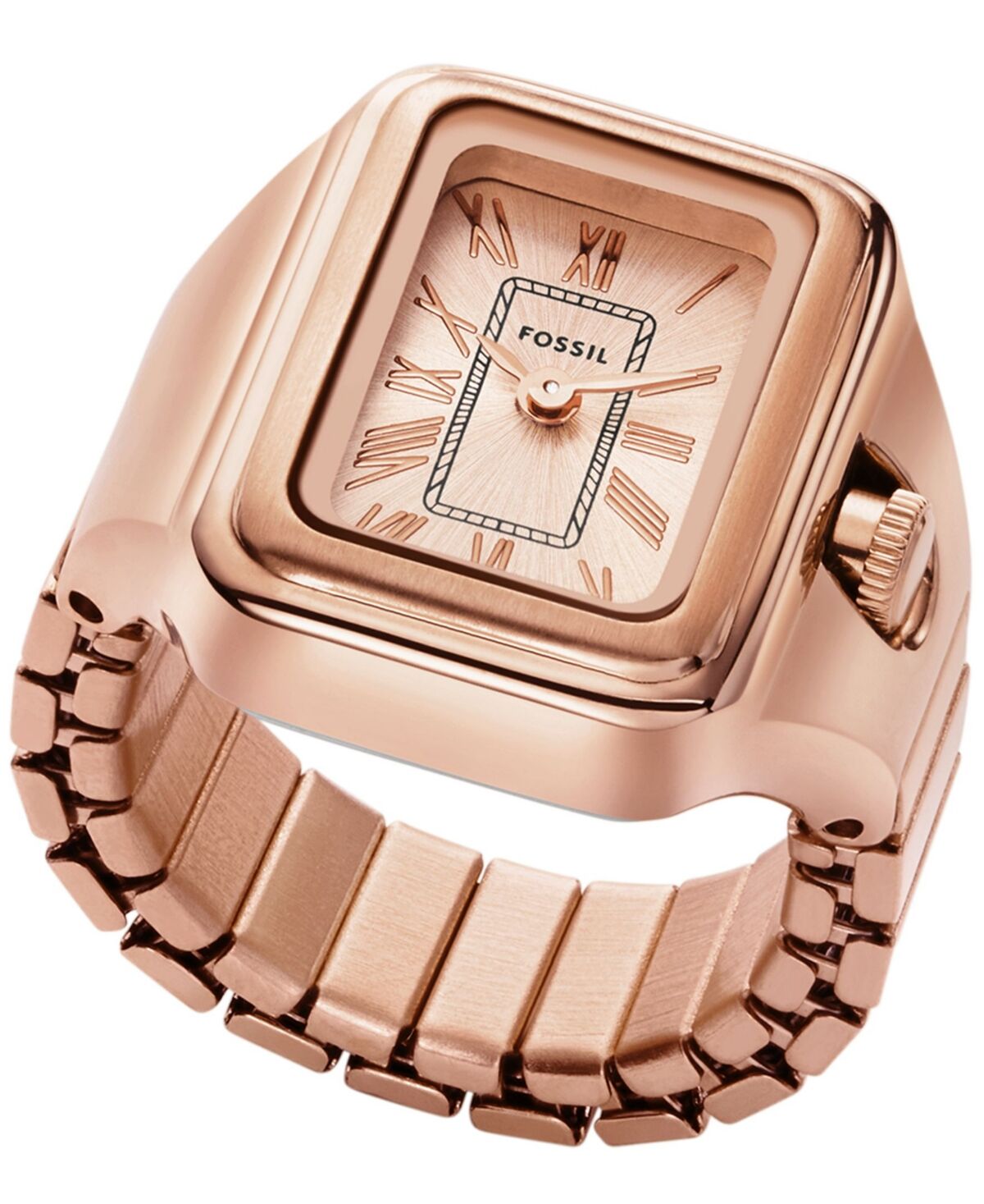 Fossil Women's Raquel Two-Hand Rose Gold-Tone Stainless Steel Ring Watch 14mm - Rose Gold-Tone